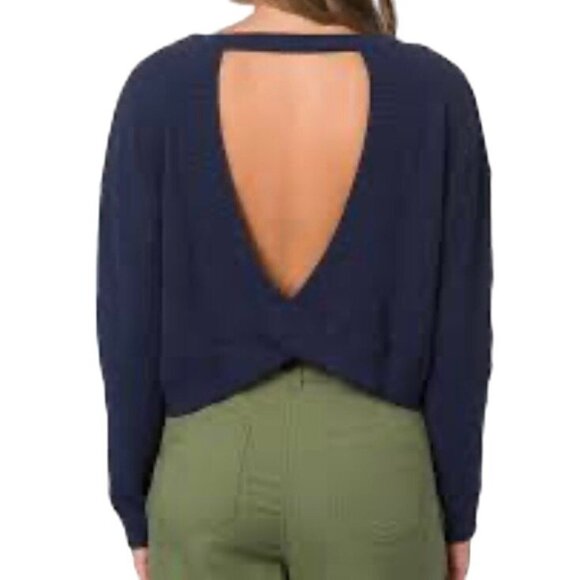 Hurley Overlap Back Sweater Mood Indigo Blue New with Tag Women's Size Large - Picture 1 of 10